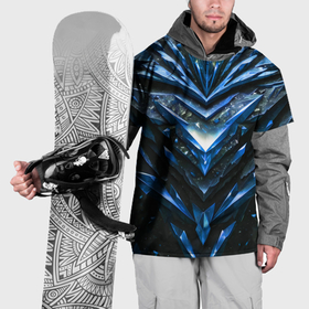 Накидка на куртку 3D с принтом Синие драгоценные кристаллы в Курске, 100% полиэстер |  | 