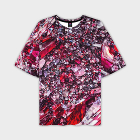 Мужская футболка oversize 3D с принтом Красные драгоценные кристаллы в Курске,  |  | 