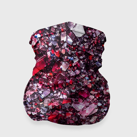 Бандана-труба 3D с принтом Красные драгоценные кристаллы в Петрозаводске, 100% полиэстер, ткань с особыми свойствами — Activecool | плотность 150‒180 г/м2; хорошо тянется, но сохраняет форму | 
