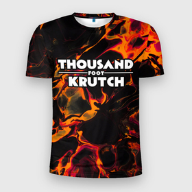 Мужская футболка 3D Slim с принтом Thousand Foot Krutch red lava в Екатеринбурге, 100% полиэстер с улучшенными характеристиками | приталенный силуэт, круглая горловина, широкие плечи, сужается к линии бедра | 