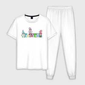 Мужская пижама хлопок с принтом Пасхальные гномы , 100% хлопок | брюки и футболка прямого кроя, без карманов, на брюках мягкая резинка на поясе и по низу штанин
 | 