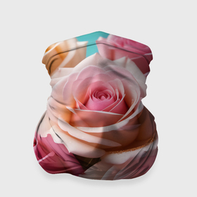Бандана-труба 3D с принтом Розовые розы с блестками в Санкт-Петербурге, 100% полиэстер, ткань с особыми свойствами — Activecool | плотность 150‒180 г/м2; хорошо тянется, но сохраняет форму | 
