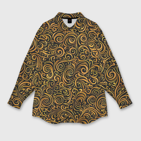Мужская рубашка oversize 3D с принтом Золотые узоры завитки в Курске,  |  | Тематика изображения на принте: 