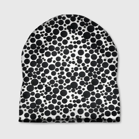 Шапка 3D с принтом Чёрный горох на белом фоне в Курске, 100% полиэстер | универсальный размер, печать по всей поверхности изделия | 