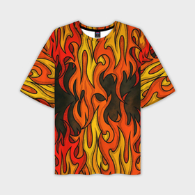Мужская футболка oversize 3D с принтом Языки пламени арт ,  |  | 
