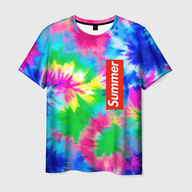 Мужская футболка 3D с принтом Color abstraction   summer в Кировске, 100% полиэфир | прямой крой, круглый вырез горловины, длина до линии бедер | 