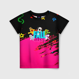 Детская футболка 3D с принтом Fall Guys kids color в Курске, 100% гипоаллергенный полиэфир | прямой крой, круглый вырез горловины, длина до линии бедер, чуть спущенное плечо, ткань немного тянется | 