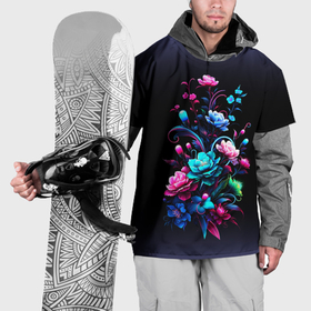 Накидка на куртку 3D с принтом Цветы   нейросеть в Курске, 100% полиэстер |  | 