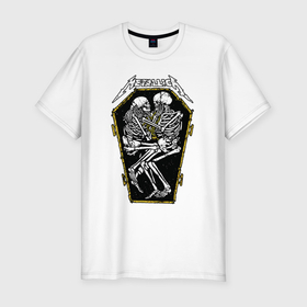 Мужская футболка хлопок Slim с принтом Metallica   coffin в Кировске, 92% хлопок, 8% лайкра | приталенный силуэт, круглый вырез ворота, длина до линии бедра, короткий рукав | Тематика изображения на принте: 