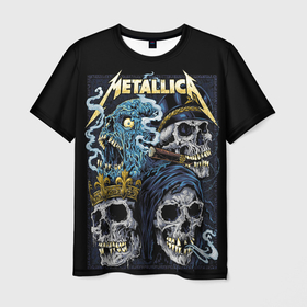 Мужская футболка 3D с принтом Metallica   skulls в Санкт-Петербурге, 100% полиэфир | прямой крой, круглый вырез горловины, длина до линии бедер | 