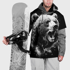 Накидка на куртку 3D с принтом Медведь на охоте , 100% полиэстер |  | 