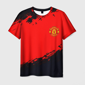 Мужская футболка 3D с принтом Manchester United colors sport в Санкт-Петербурге, 100% полиэфир | прямой крой, круглый вырез горловины, длина до линии бедер | 