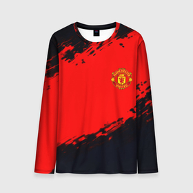 Мужской лонгслив 3D с принтом Manchester United colors sport , 100% полиэстер | длинные рукава, круглый вырез горловины, полуприлегающий силуэт | 