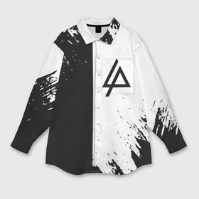 Мужская рубашка oversize 3D с принтом Linkin park краски чёрнобелый в Екатеринбурге,  |  | 