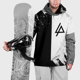 Накидка на куртку 3D с принтом Linkin park краски чёрнобелый в Екатеринбурге, 100% полиэстер |  | 