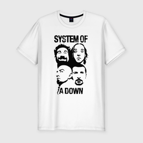 Мужская футболка хлопок Slim с принтом System of a down   heads в Санкт-Петербурге, 92% хлопок, 8% лайкра | приталенный силуэт, круглый вырез ворота, длина до линии бедра, короткий рукав | Тематика изображения на принте: 