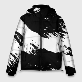 Мужская зимняя куртка 3D с принтом Чёрнобелые краски в Екатеринбурге, верх — 100% полиэстер; подкладка — 100% полиэстер; утеплитель — 100% полиэстер | длина ниже бедра, свободный силуэт Оверсайз. Есть воротник-стойка, отстегивающийся капюшон и ветрозащитная планка. 

Боковые карманы с листочкой на кнопках и внутренний карман на молнии. | 