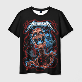 Мужская футболка 3D с принтом Metallica skeleton в Белгороде, 100% полиэфир | прямой крой, круглый вырез горловины, длина до линии бедер | 