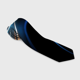 Галстук 3D с принтом Черно синие абстрактные волны в Екатеринбурге, 100% полиэстер | Длина 148 см; Плотность 150-180 г/м2 | 