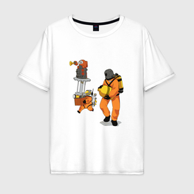Мужская футболка хлопок Oversize с принтом Классика Lethal company в Санкт-Петербурге, 100% хлопок | свободный крой, круглый ворот, “спинка” длиннее передней части | 
