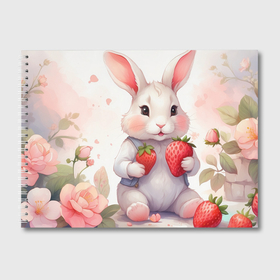 Альбом для рисования с принтом Кролик с клубникой в Кировске, 100% бумага
 | матовая бумага, плотность 200 мг. | 