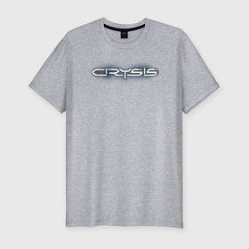 Мужская футболка хлопок Slim с принтом Crysis логотип в Санкт-Петербурге, 92% хлопок, 8% лайкра | приталенный силуэт, круглый вырез ворота, длина до линии бедра, короткий рукав | Тематика изображения на принте: 