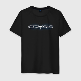 Мужская футболка хлопок с принтом Crysis логотип в Санкт-Петербурге, 100% хлопок | прямой крой, круглый вырез горловины, длина до линии бедер, слегка спущенное плечо. | Тематика изображения на принте: 