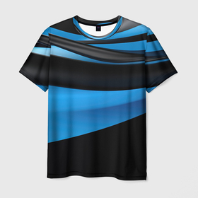 Мужская футболка 3D с принтом Черно синий  абстрактный  стиль в Кировске, 100% полиэфир | прямой крой, круглый вырез горловины, длина до линии бедер | 