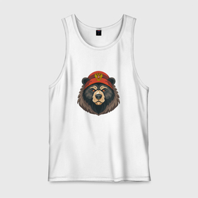 Мужская майка хлопок с принтом Русский медведь в шапке с гербом в Курске, 100% хлопок |  | Тематика изображения на принте: 