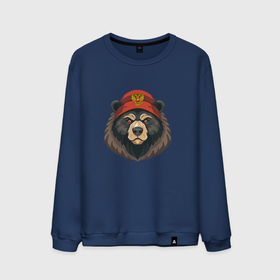 Мужской свитшот хлопок с принтом Русский медведь в шапке с гербом в Екатеринбурге, 100% хлопок |  | Тематика изображения на принте: 