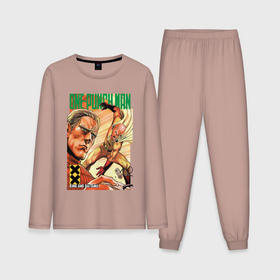 Мужская пижама с лонгсливом хлопок с принтом One Punch Man: Сайтама и Кинг в Тюмени,  |  | 