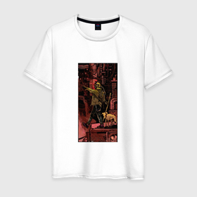Мужская футболка хлопок с принтом Шут таро cyberpunk 2077 в Курске, 100% хлопок | прямой крой, круглый вырез горловины, длина до линии бедер, слегка спущенное плечо. | 