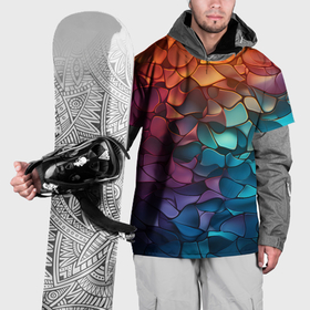 Накидка на куртку 3D с принтом Абстракция разноцветная чешуя в Курске, 100% полиэстер |  | Тематика изображения на принте: 