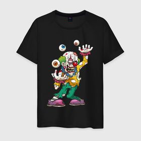 Мужская футболка хлопок с принтом Клоун жонглер в Екатеринбурге, 100% хлопок | прямой крой, круглый вырез горловины, длина до линии бедер, слегка спущенное плечо. | 