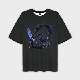 Мужская футболка oversize 3D с принтом Китайский дракон из чернил в Тюмени,  |  | Тематика изображения на принте: 