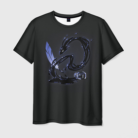 Мужская футболка 3D с принтом Китайский дракон из чернил в Санкт-Петербурге, 100% полиэфир | прямой крой, круглый вырез горловины, длина до линии бедер | 