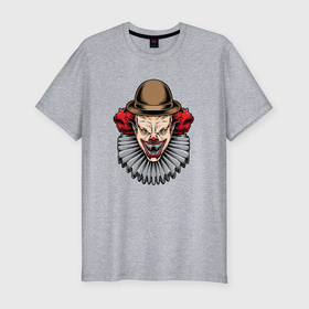 Мужская футболка хлопок Slim с принтом Клоун монстр в шляпе , 92% хлопок, 8% лайкра | приталенный силуэт, круглый вырез ворота, длина до линии бедра, короткий рукав | Тематика изображения на принте: 