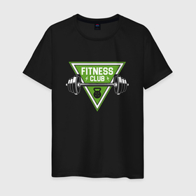 Мужская футболка хлопок с принтом Fitness club в Екатеринбурге, 100% хлопок | прямой крой, круглый вырез горловины, длина до линии бедер, слегка спущенное плечо. | 