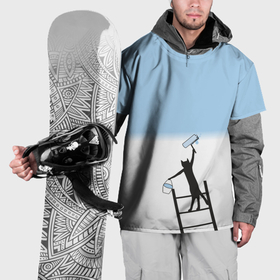 Накидка на куртку 3D с принтом Кот маляр в Тюмени, 100% полиэстер |  | Тематика изображения на принте: 