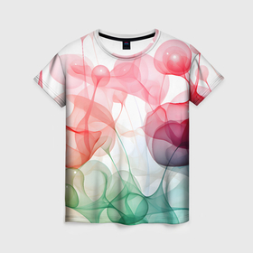 Женская футболка 3D с принтом Цветные пузыри в Санкт-Петербурге, 100% полиэфир ( синтетическое хлопкоподобное полотно) | прямой крой, круглый вырез горловины, длина до линии бедер | 