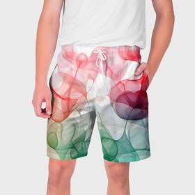 Мужские шорты 3D с принтом Цветные пузыри в Новосибирске,  полиэстер 100% | прямой крой, два кармана без застежек по бокам. Мягкая трикотажная резинка на поясе, внутри которой широкие завязки. Длина чуть выше колен | 