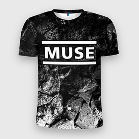 Мужская футболка 3D Slim с принтом Muse black graphite в Новосибирске, 100% полиэстер с улучшенными характеристиками | приталенный силуэт, круглая горловина, широкие плечи, сужается к линии бедра | 