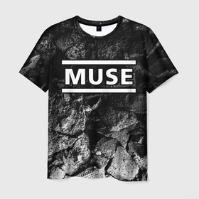 Мужская футболка 3D с принтом Muse black graphite , 100% полиэфир | прямой крой, круглый вырез горловины, длина до линии бедер | 