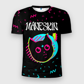 Мужская футболка 3D Slim с принтом Maneskin   rock star cat , 100% полиэстер с улучшенными характеристиками | приталенный силуэт, круглая горловина, широкие плечи, сужается к линии бедра | 