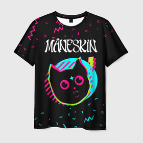 Мужская футболка 3D с принтом Maneskin   rock star cat в Белгороде, 100% полиэфир | прямой крой, круглый вырез горловины, длина до линии бедер | 