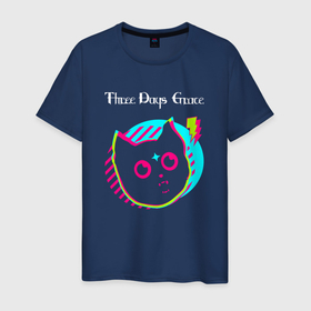 Мужская футболка хлопок с принтом Three Days Grace rock star cat в Петрозаводске, 100% хлопок | прямой крой, круглый вырез горловины, длина до линии бедер, слегка спущенное плечо. | 