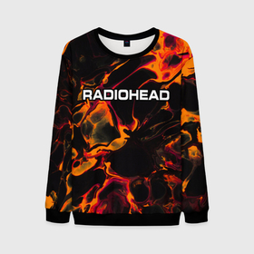 Мужской свитшот 3D с принтом Radiohead red lava в Тюмени, 100% полиэстер с мягким внутренним слоем | круглый вырез горловины, мягкая резинка на манжетах и поясе, свободная посадка по фигуре | 