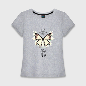 Женская футболка хлопок Slim с принтом Бабочка золотистая корона в Петрозаводске,  |  | 