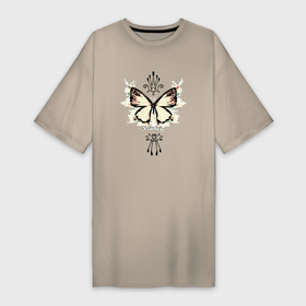 Платье-футболка хлопок с принтом Бабочка золотистая корона в Курске,  |  | Тематика изображения на принте: 