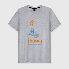 Мужская футболка хлопок Slim с принтом Shawa eating environment в Тюмени, 92% хлопок, 8% лайкра | приталенный силуэт, круглый вырез ворота, длина до линии бедра, короткий рукав | 